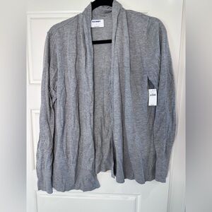 Gray Open Front Cardigan